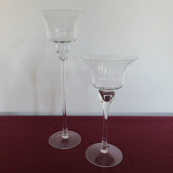 Other - Vintage Delicate Slender Tulip Candle Holders | Set of Two